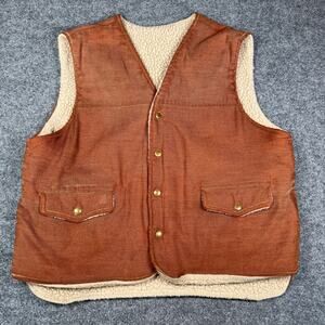 Vintage Sherpa Lined Canvas Workwear Vest Western Ranch Style Men’s XL